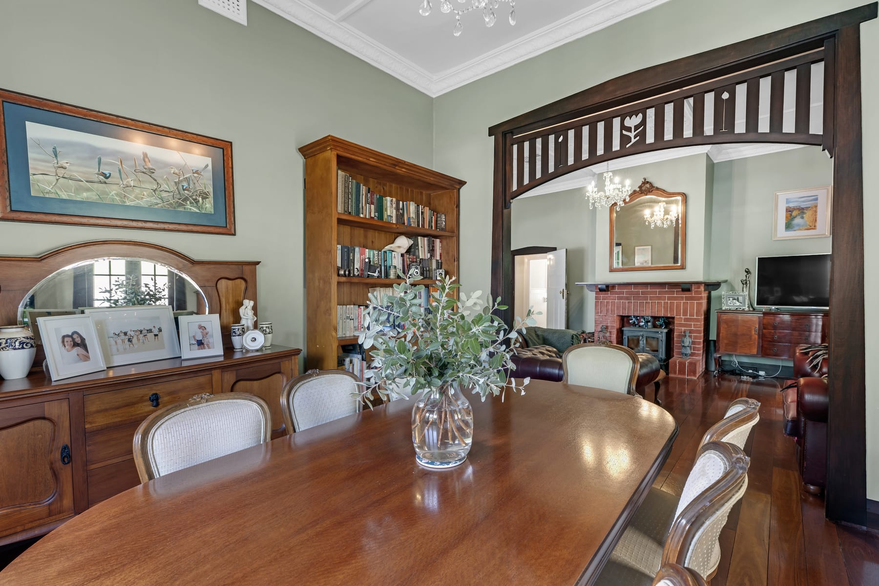 Formal dining room opening to the adjoining living room